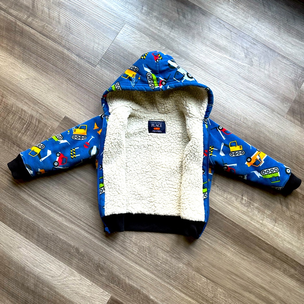 Boys Sherpa Trucks Hoodie 3T